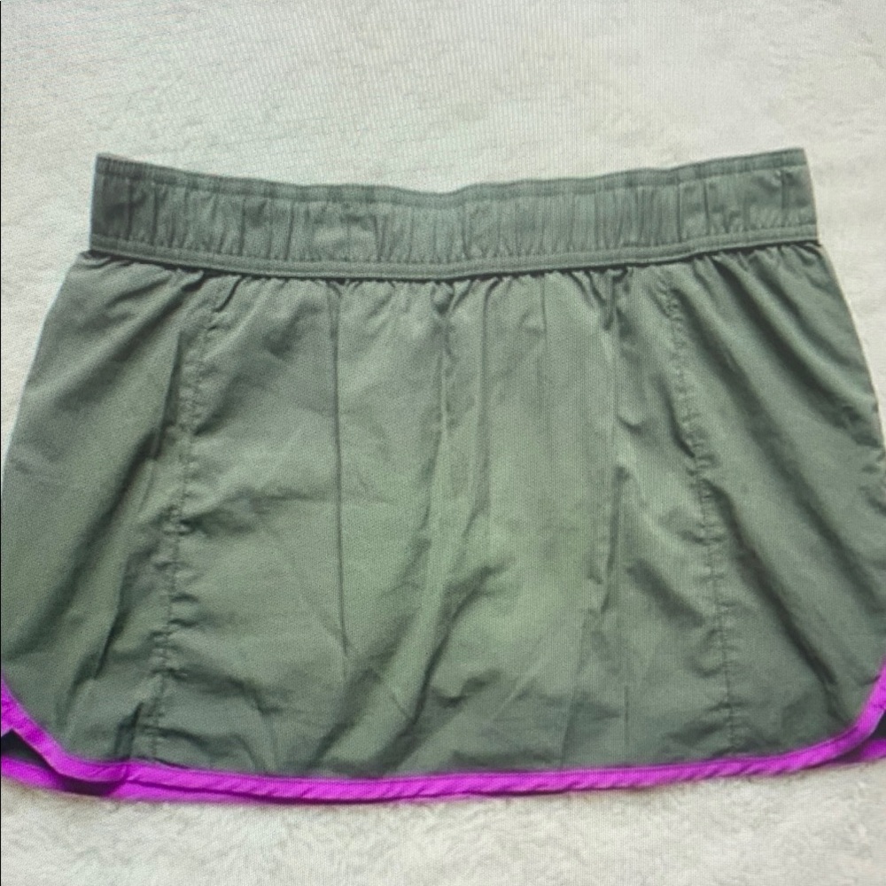 Green Skirt with Pink Trim